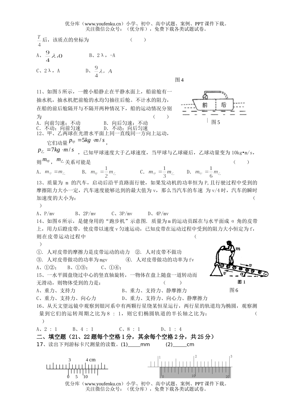 高中一年级物理第二学期期末复习卷2试卷_第2页