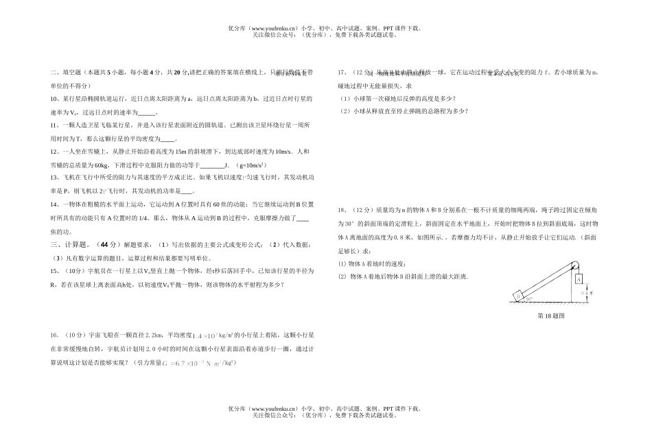 高中一年级物理第二学期期中考试卷_第1页