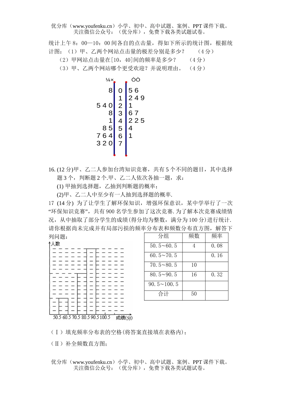 高中一年级数学第二学期3月月考测试卷_第3页