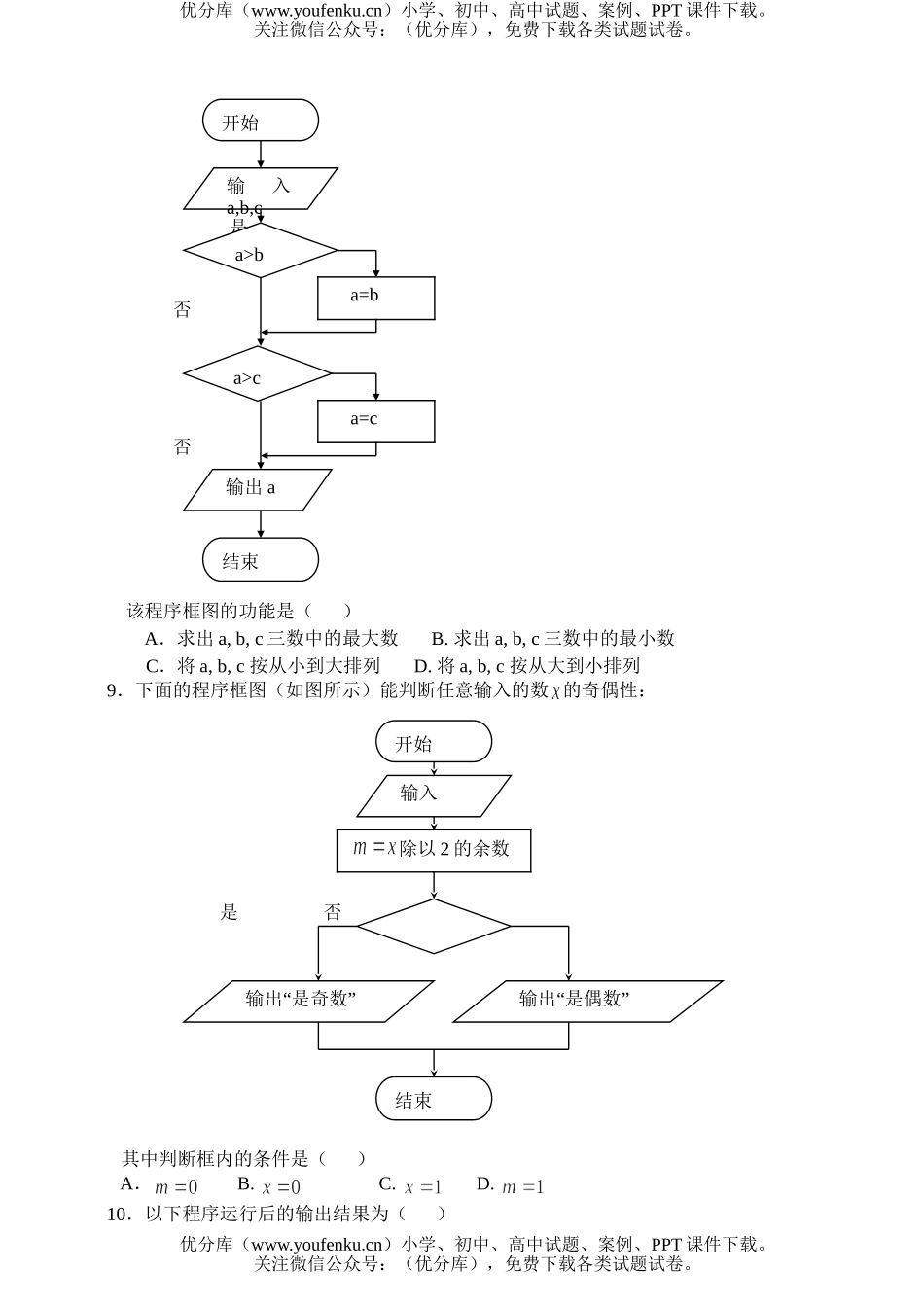 高中一年级数学算法初步测试卷_第2页