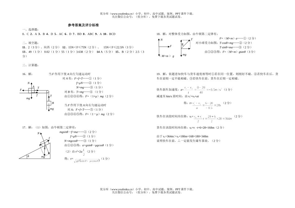 高中一年级物理12月份月考试卷_第3页