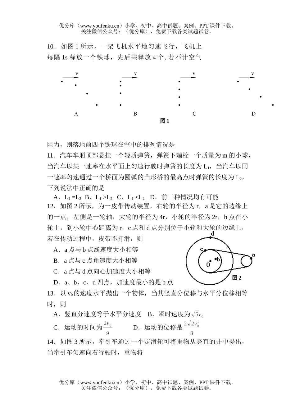 高中一年级物理第二学期段考试卷_第3页