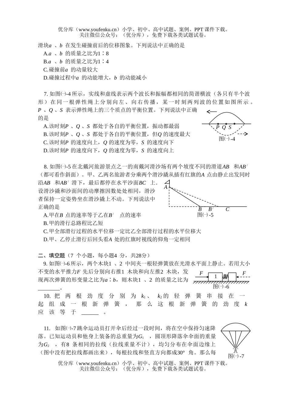 高中一年级物理下期末复习模拟2试卷_第2页