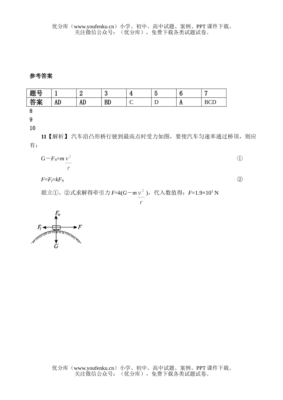 高中一年级物理曲线运动单元检测题试卷_第3页