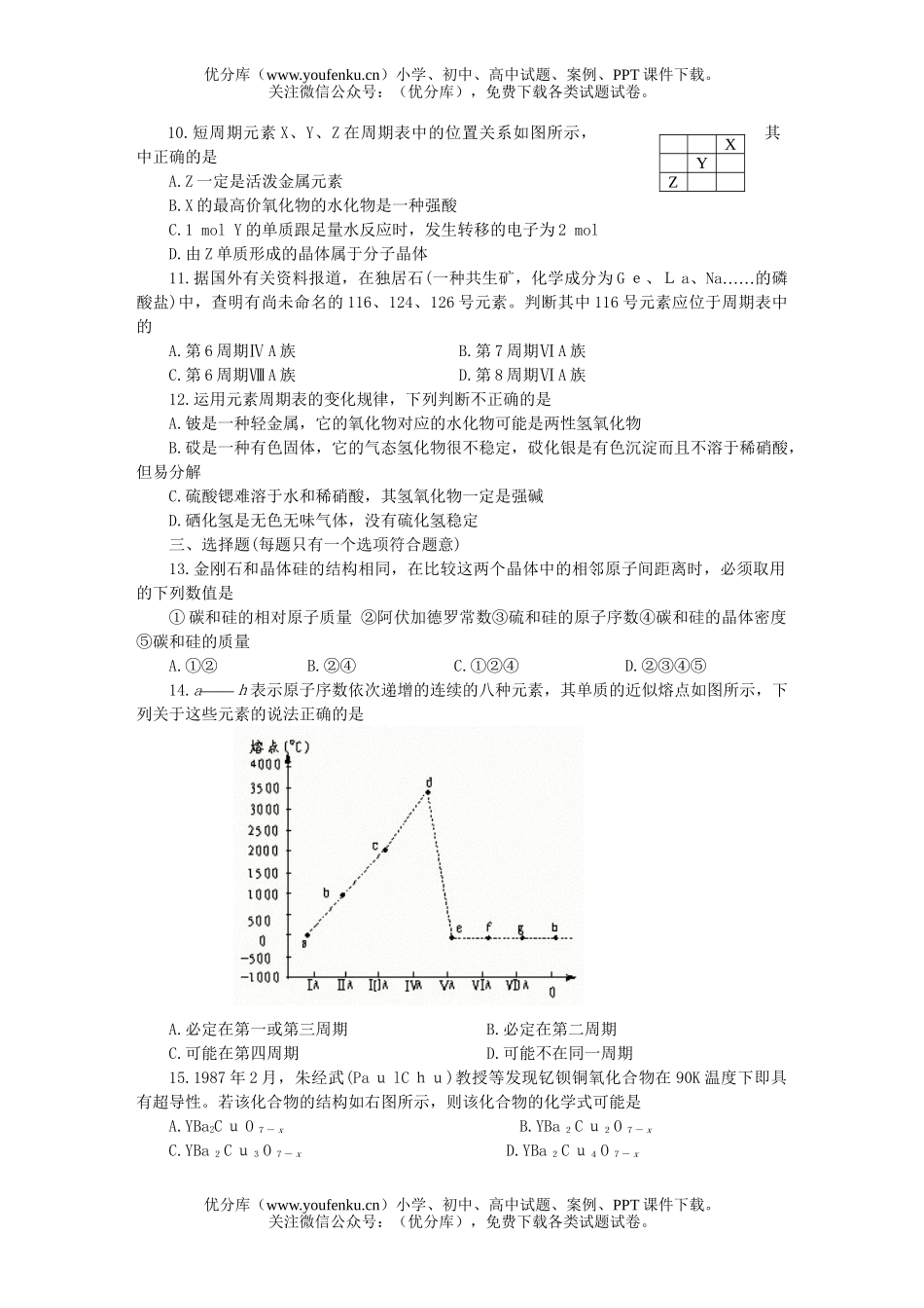 高中一年级化学第二学期第五章单元检测题试卷_第2页