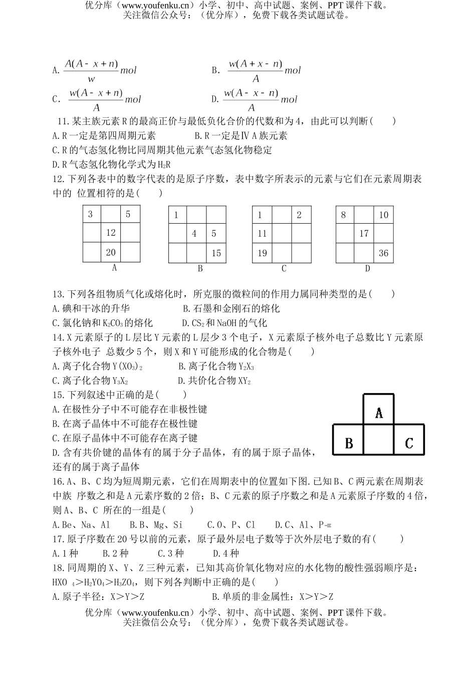 高中一年级化学第五单元检测题试卷_第2页