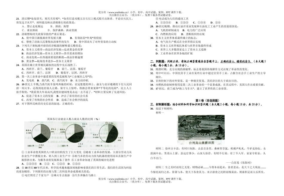 高中一年级历史高第二学期期中考试卷_第2页