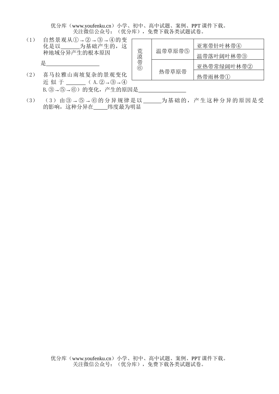 高中一年级地理第二次月考试卷_第3页