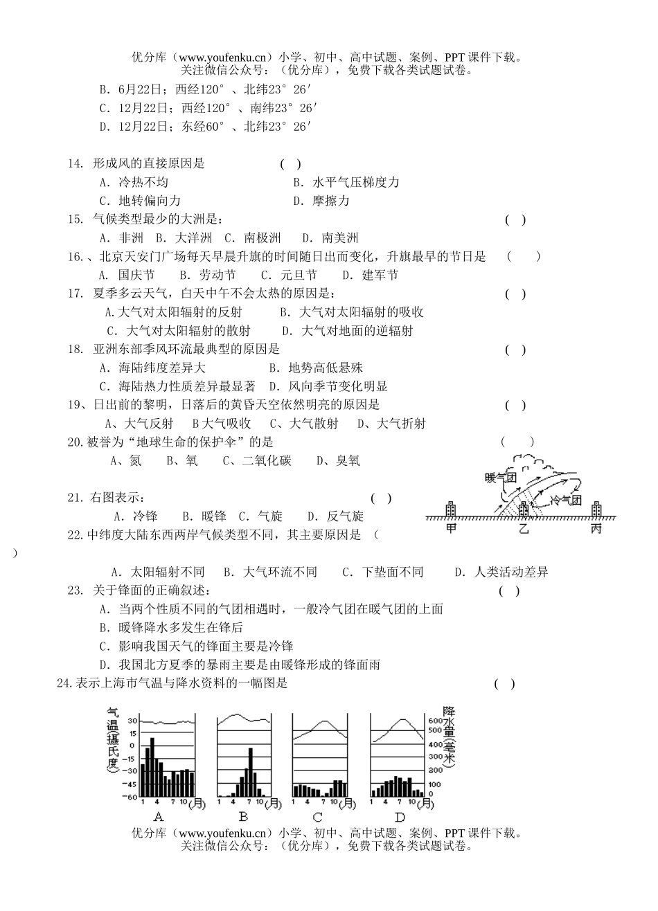 高中一年级地理第一学期期中考试卷_第2页