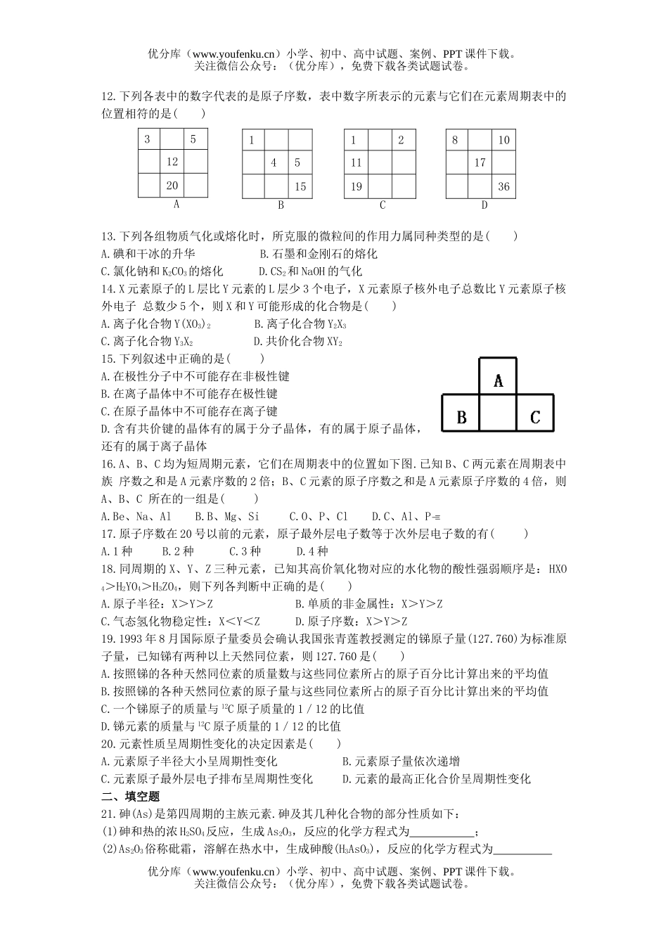 高中一年级化学第五章答案试卷_第2页