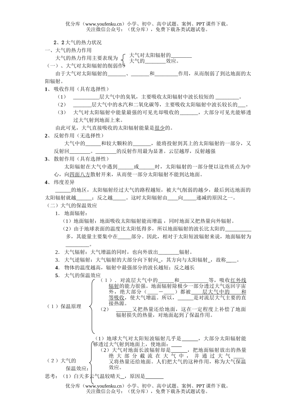 高中一年级地理大气的热力状况试卷_第1页