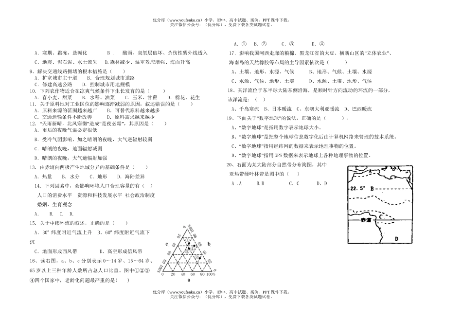 高中一年级地理基础会考试卷_第2页