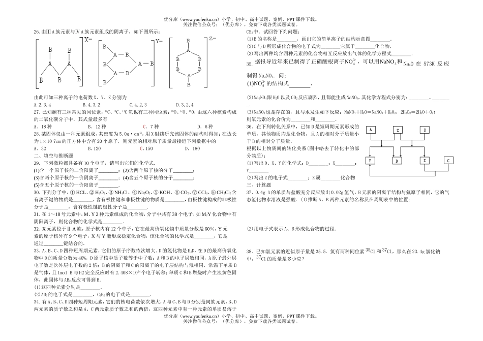 高中一年级化学练习键试卷_第2页