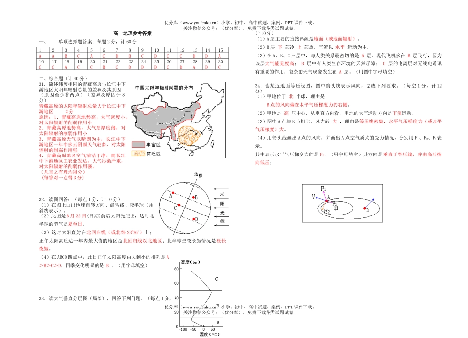 高中一年级地理江苏省东台中学第一学期期中试卷_第3页