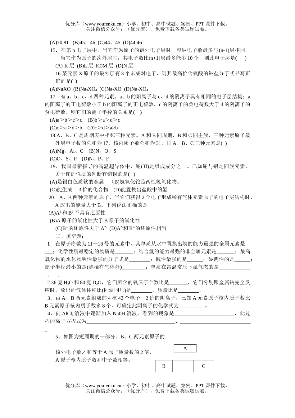 高中一年级化学第五章检测题试卷_第2页