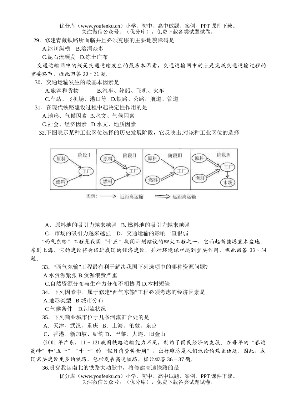 高中一年级地理2006-06月考第三四单元测试卷_第3页