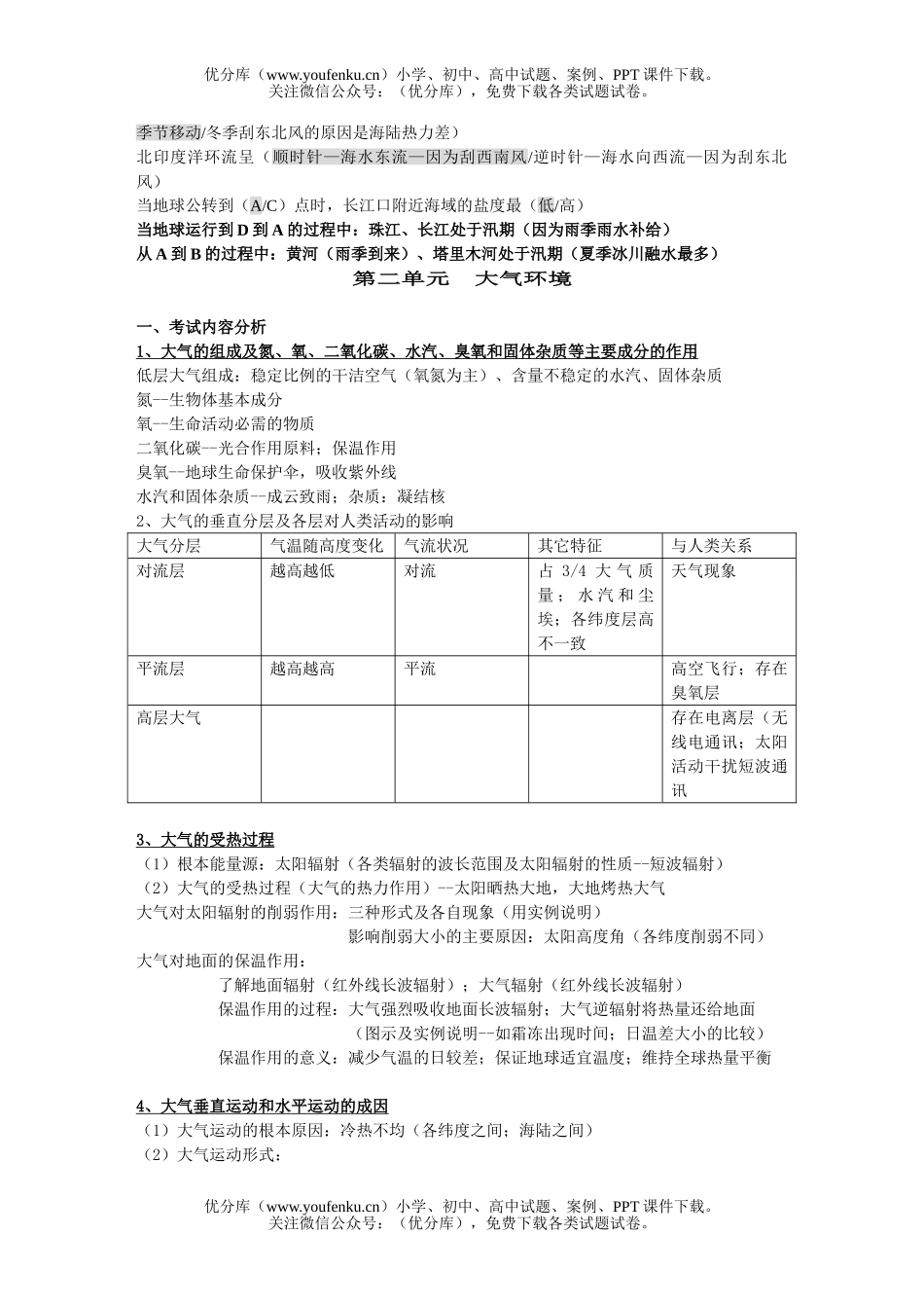 高中一年级地理下学期会考试卷_第3页