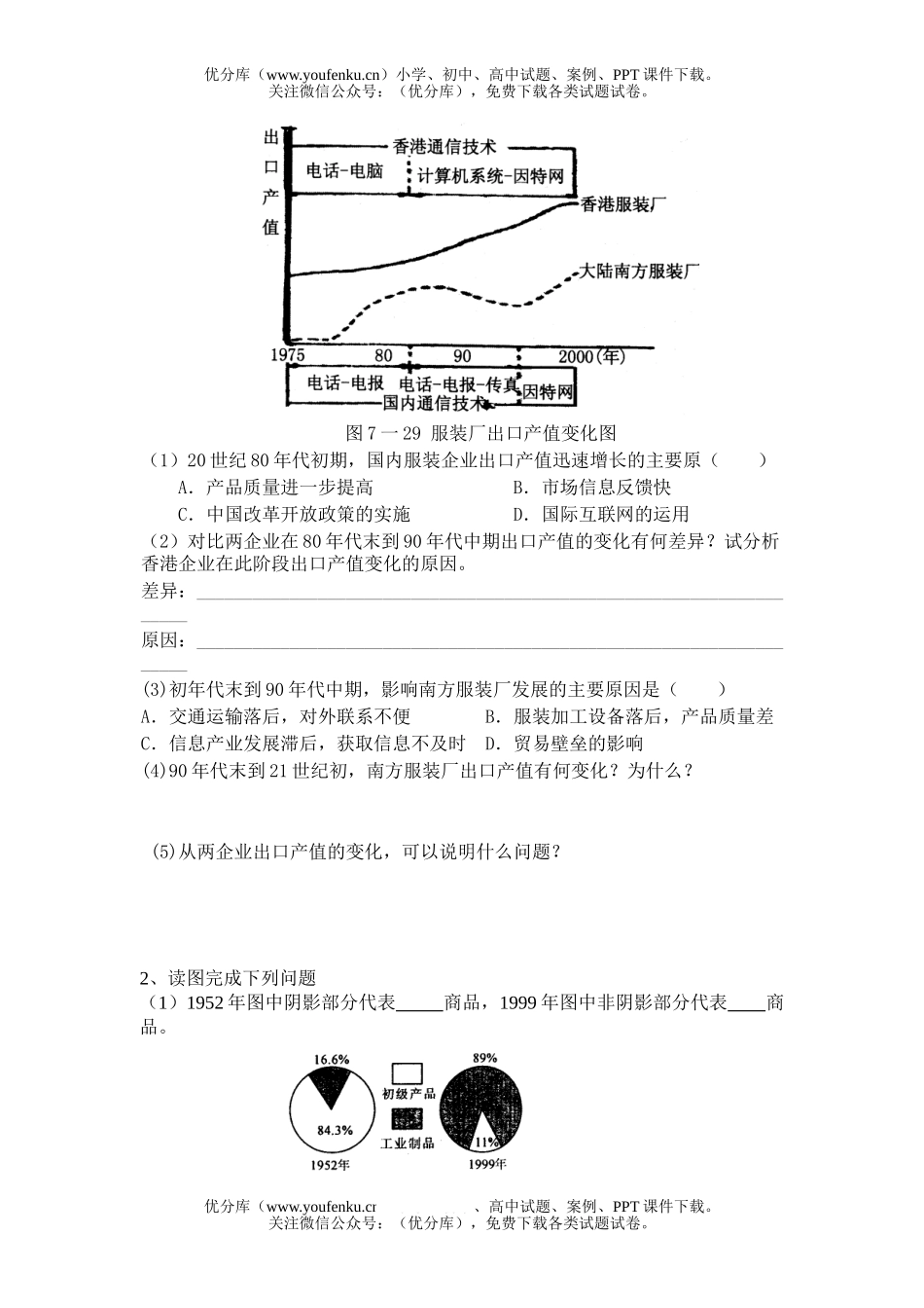 高中一年级地理国际贸易和国际金融同步练习题试卷_第3页
