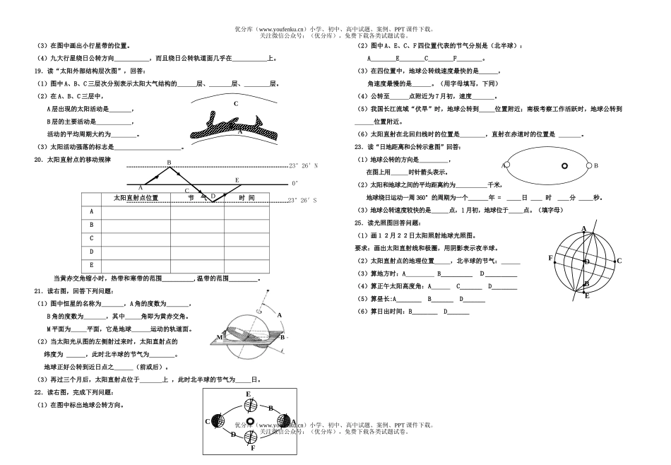 高中一年级地理必修一第一单元《行星地球》基础练习试卷_第2页