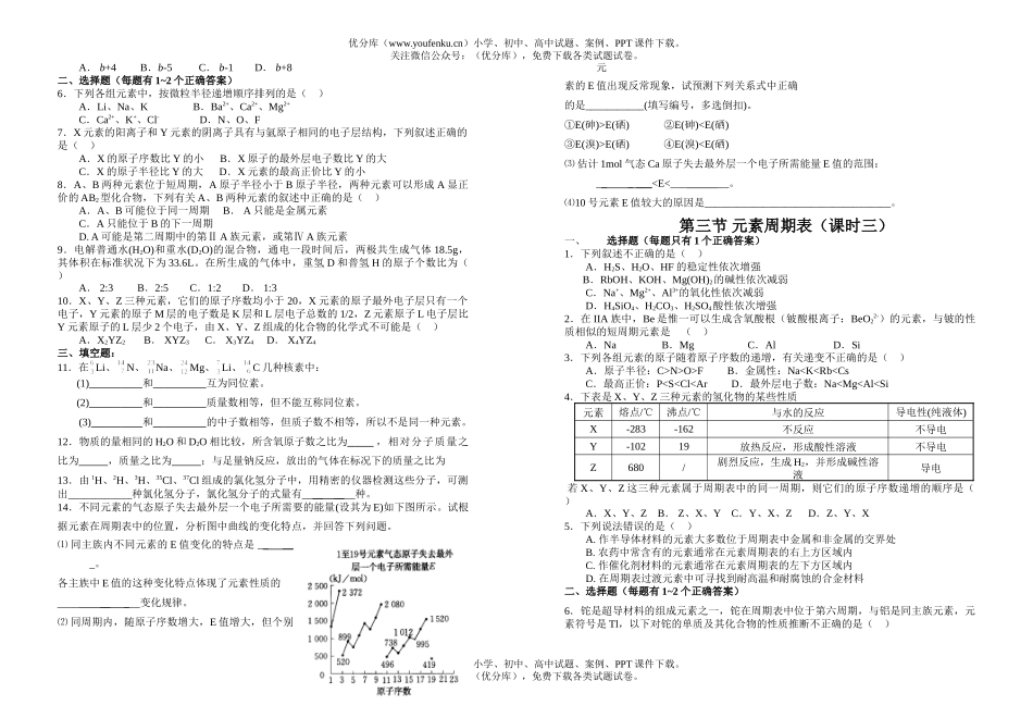 高中一年级化学元素周期表试卷_第2页