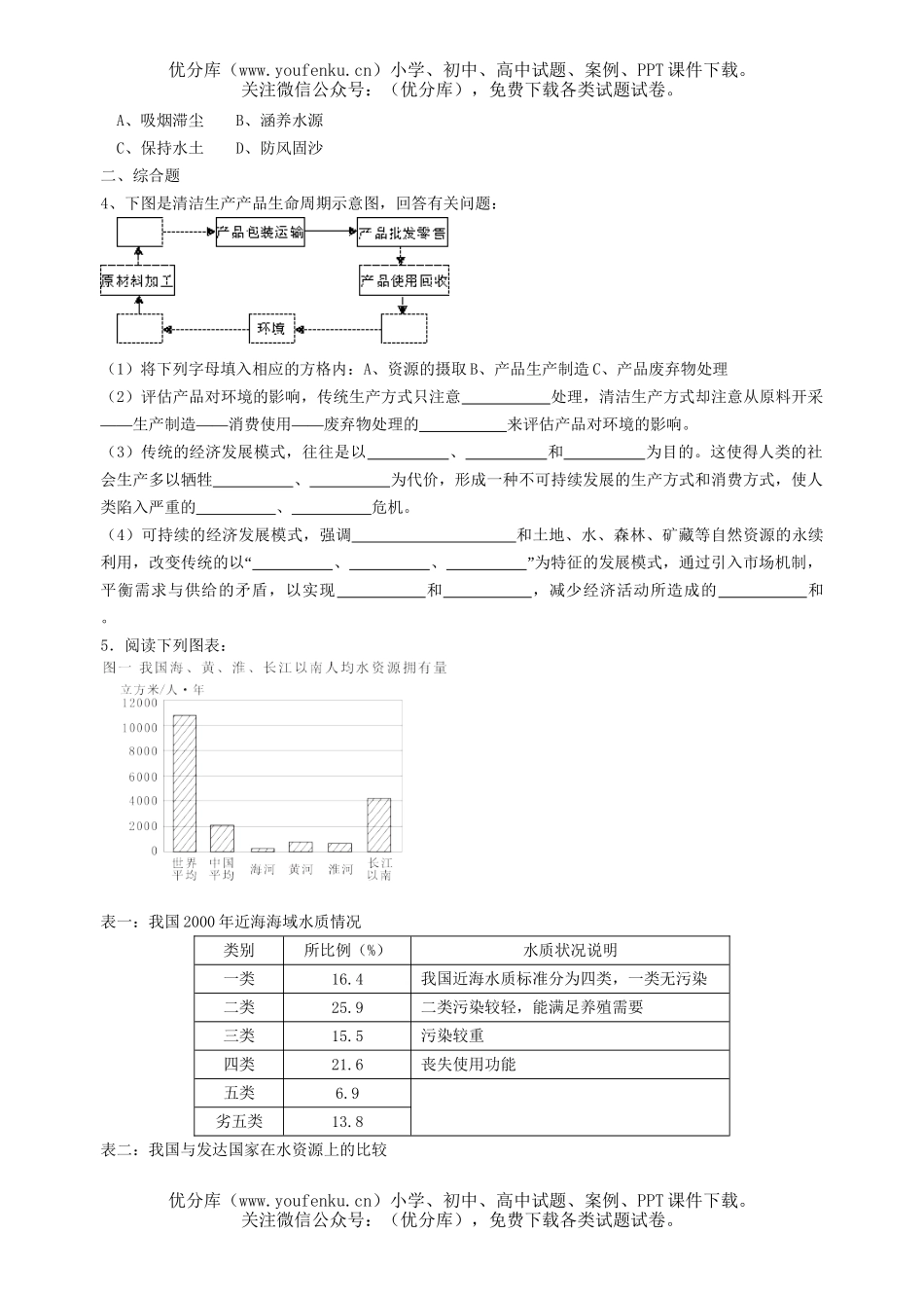 高中一年级地理协调人地关系的主要途径复习试卷_第3页