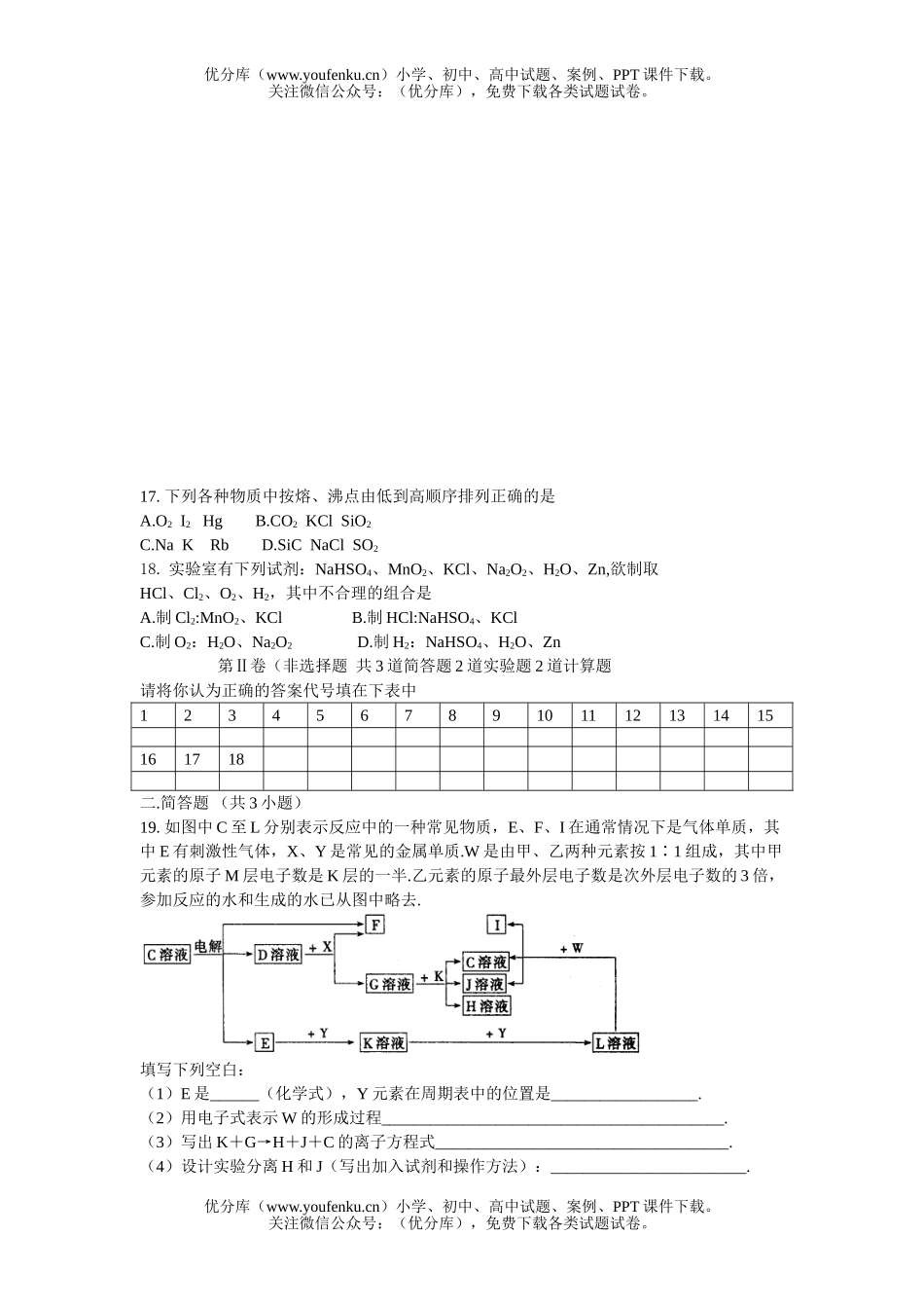 高中一年级化学(综合题)检测题试卷_第2页