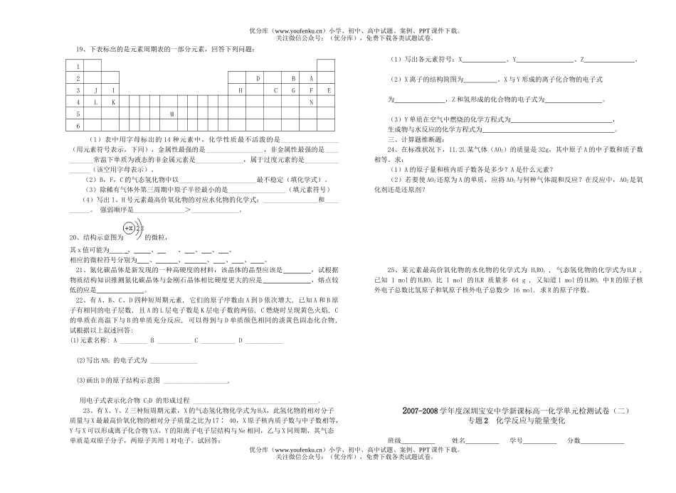 高中一年级化学单元检测试卷_第2页