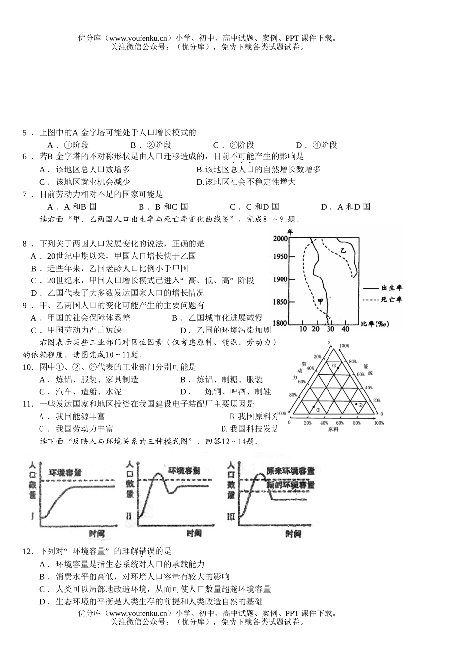高中一年级地理下学期期中试卷_第1页