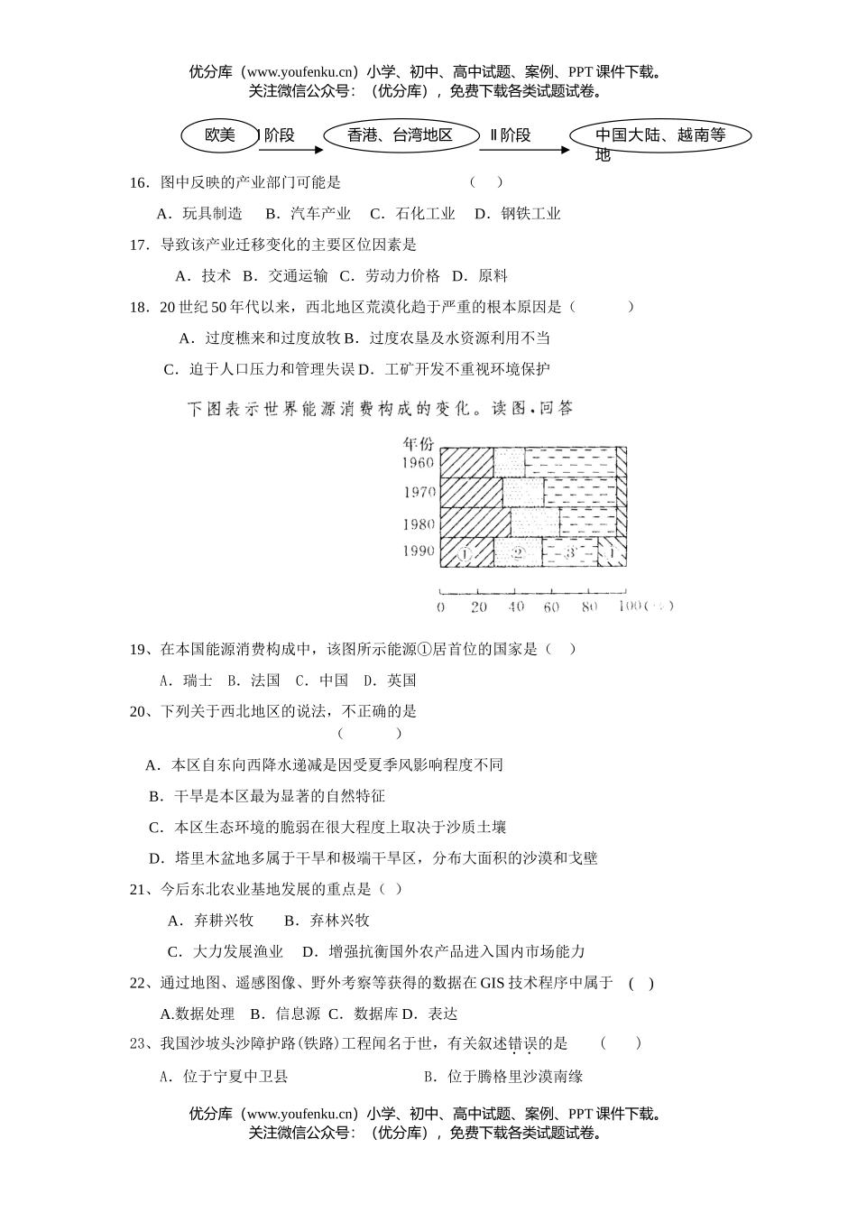 高中一年级地理下册期末模拟试卷_第3页