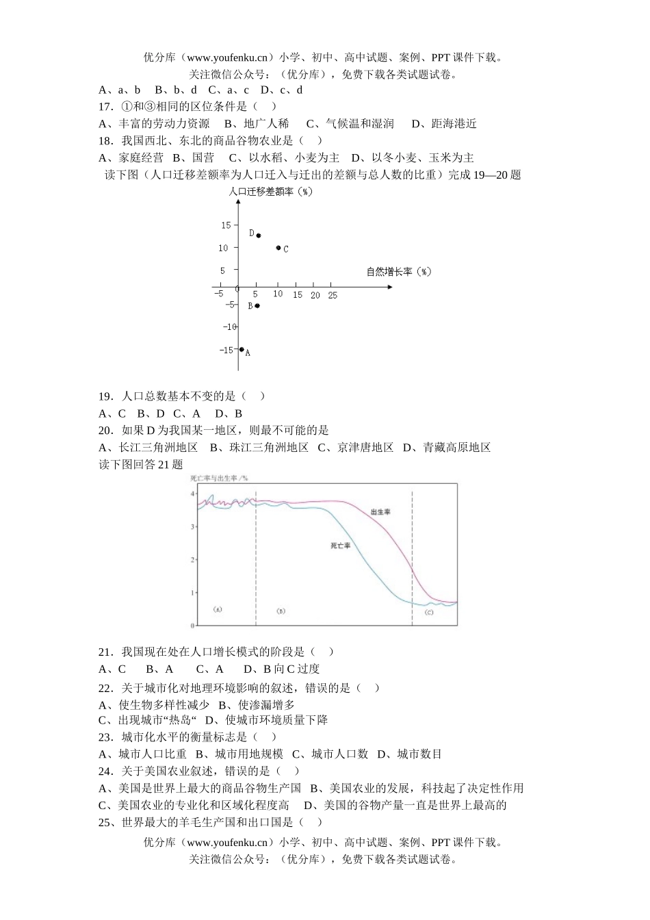 高中一年级地理第二学期期中考试卷_第3页