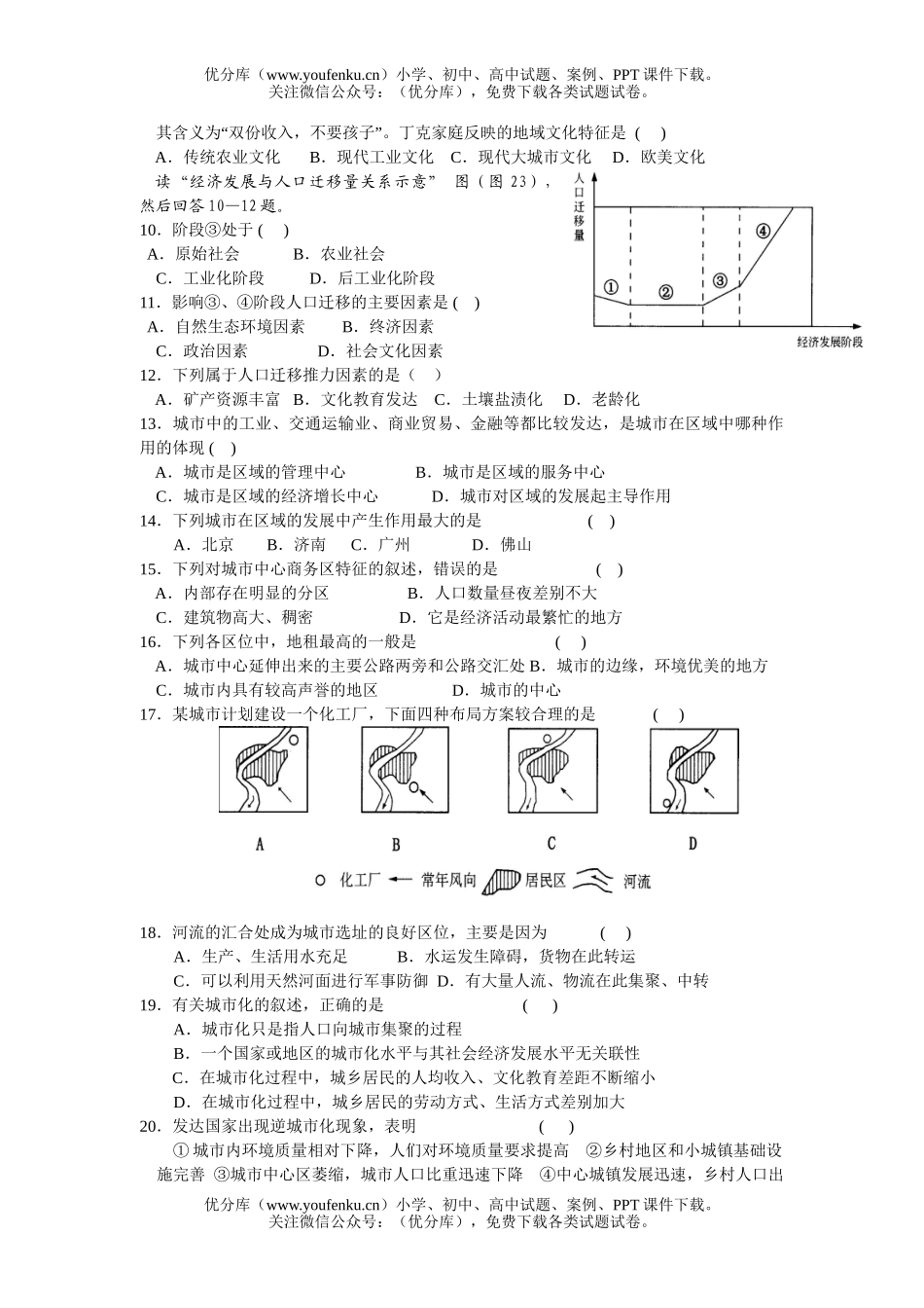 高中一年级地理必修2阶段测试卷_第2页