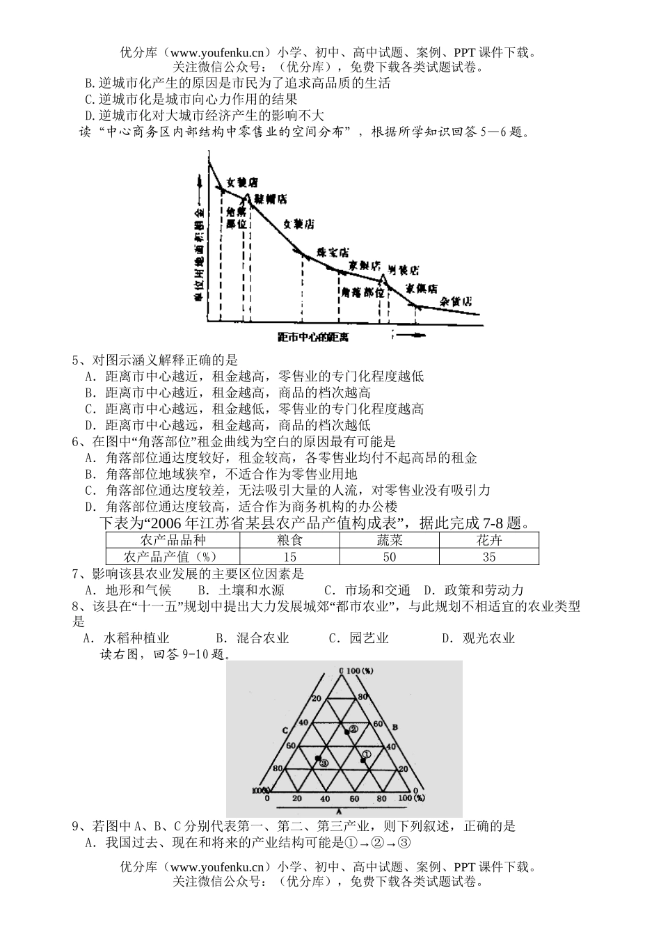 高中一年级地理第二学期第二次阶段测试卷_第1页