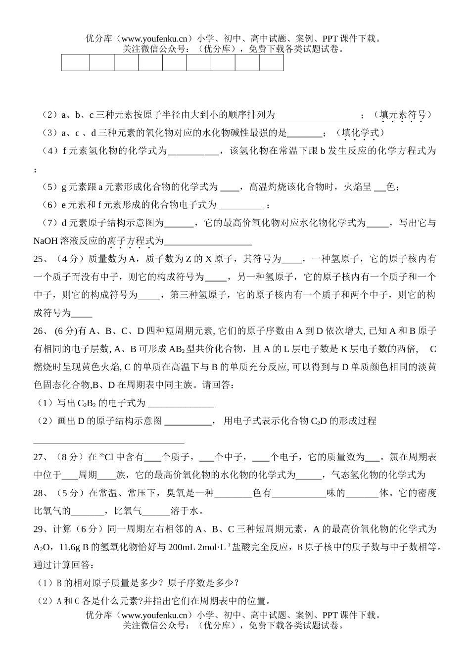 高中一年级化学第二学期期中试卷_第3页
