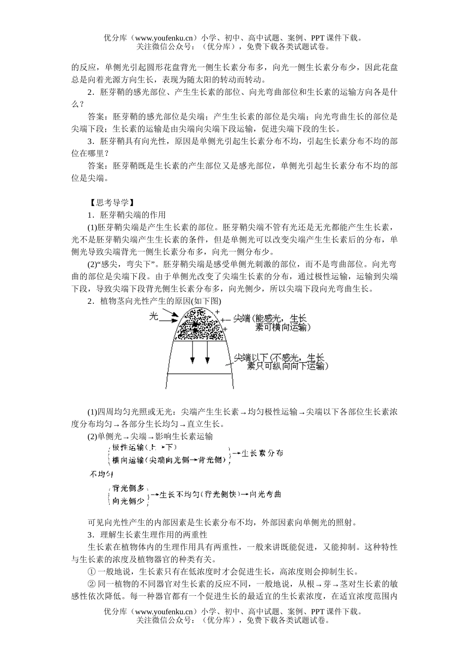 高中一年级生物植物的激素调节试卷_第3页