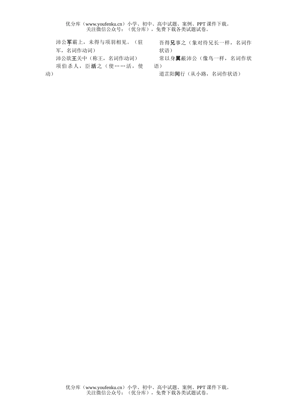高中二年级语文第二册文言文复习指导试卷_第3页