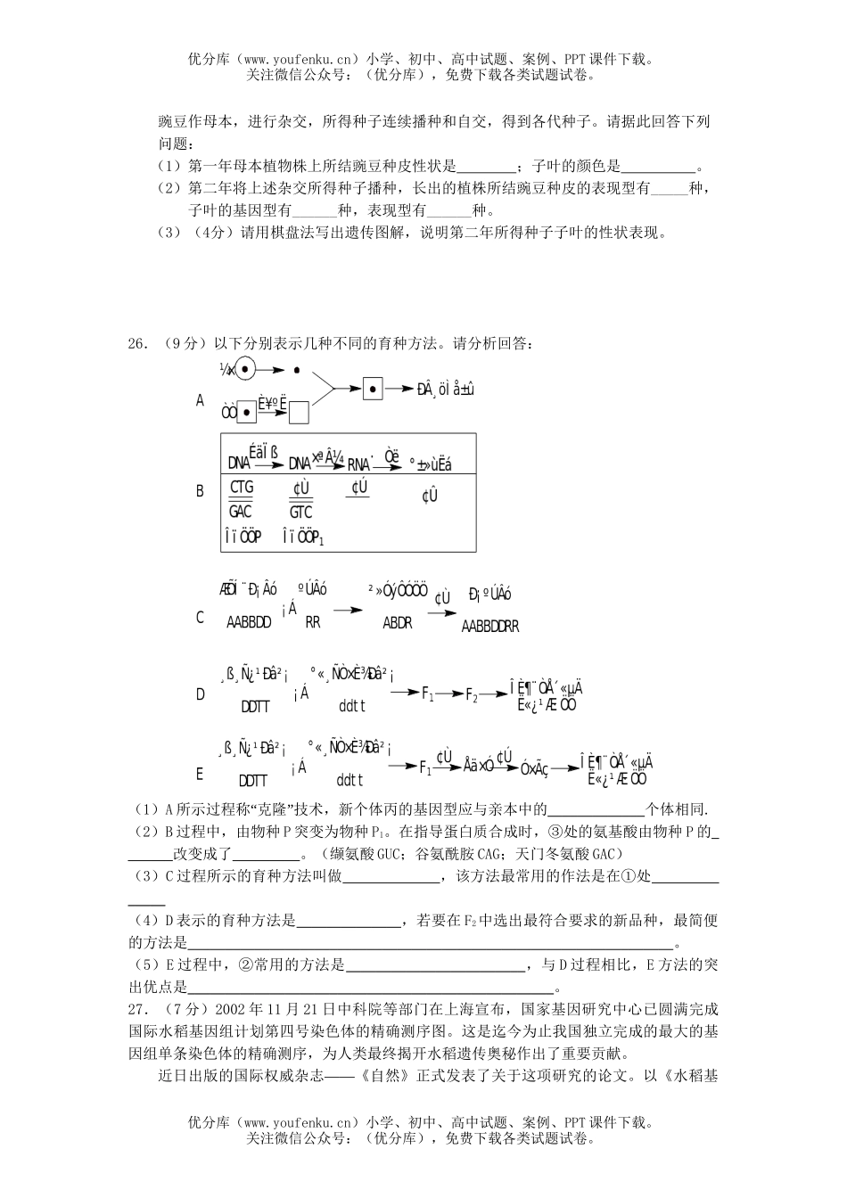 高中一年级生物必修2第6章试卷_第3页