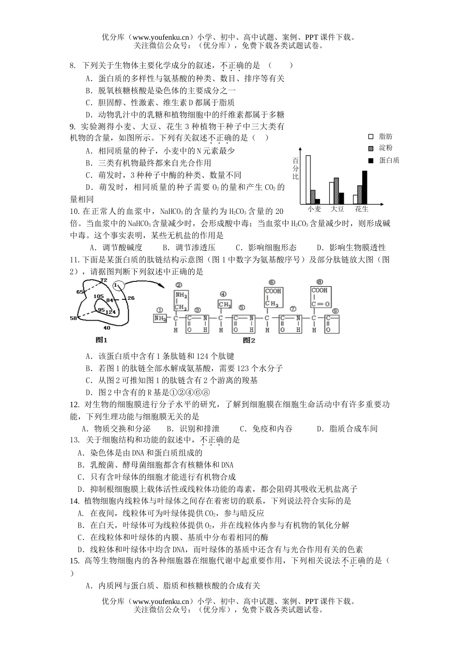 高中一年级生物上学期期末考试卷_第2页