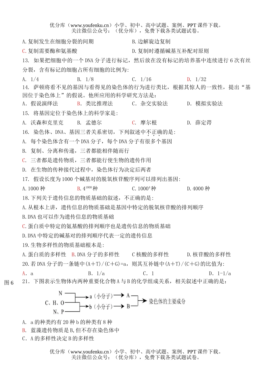 高中一年级生物遗传与进化检测题试卷_第2页