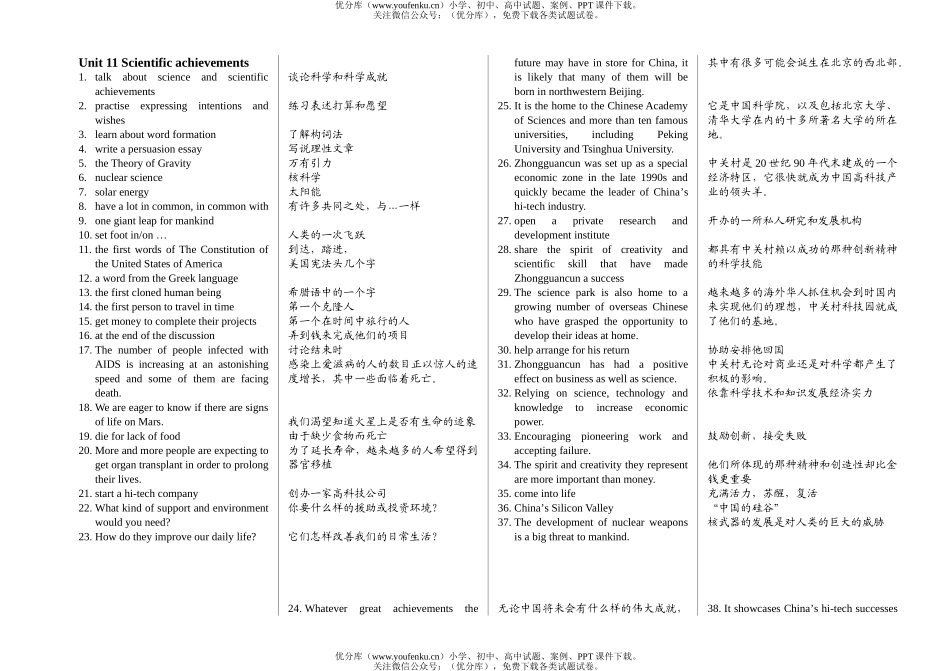 高中二年级英语第二学期短语U11试卷_第1页