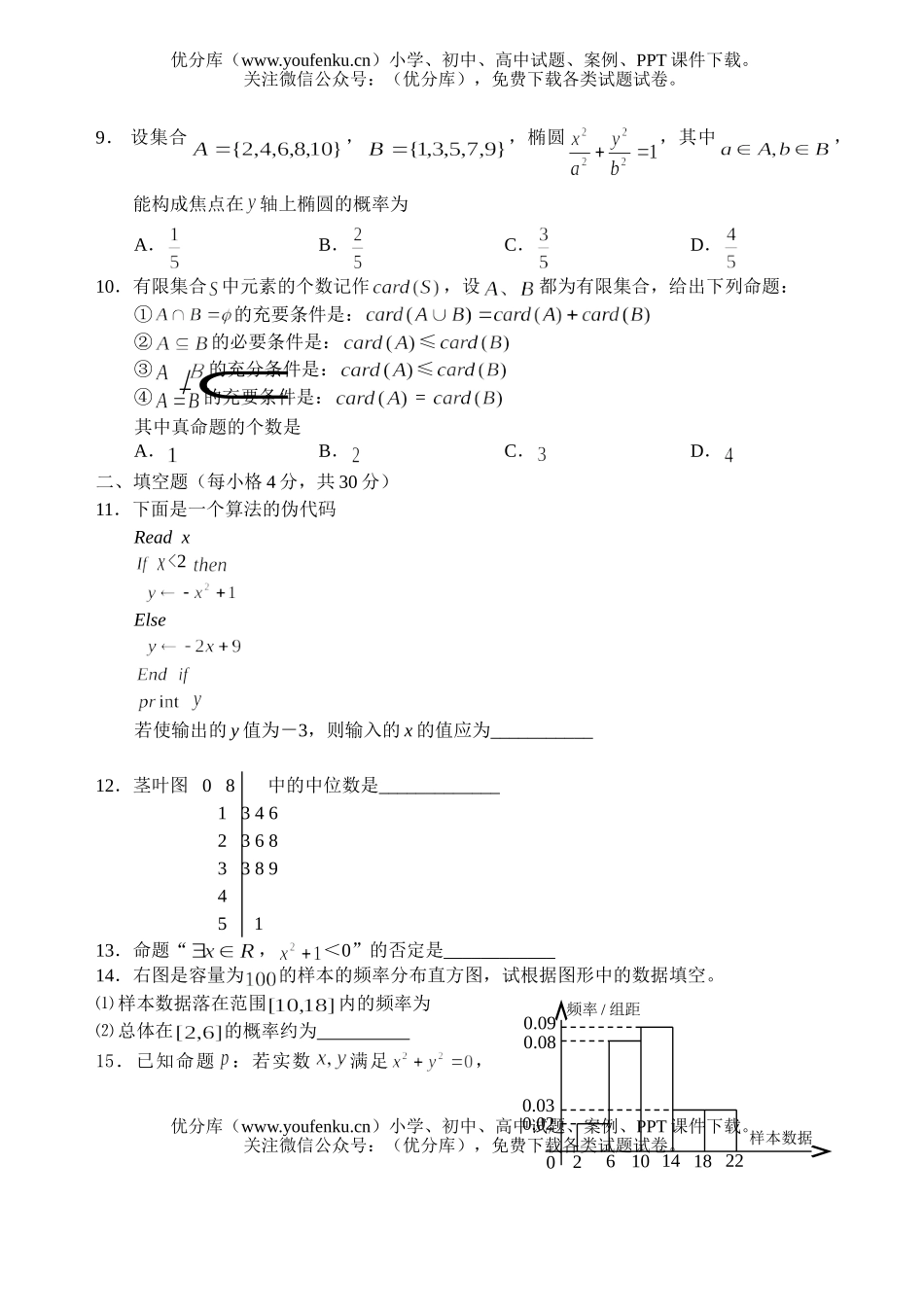 高中二年级数学高期中试卷_第2页