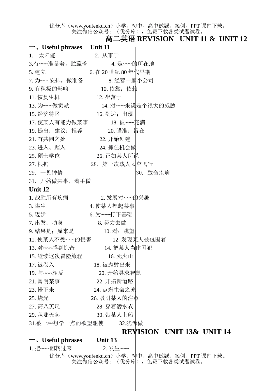 高中二年级英语REVISION   UNIT 11试卷_第1页