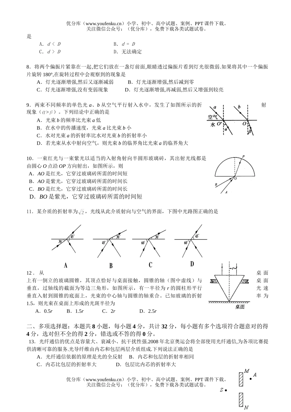 高中二年级物理第二学期期中考试1试卷_第1页