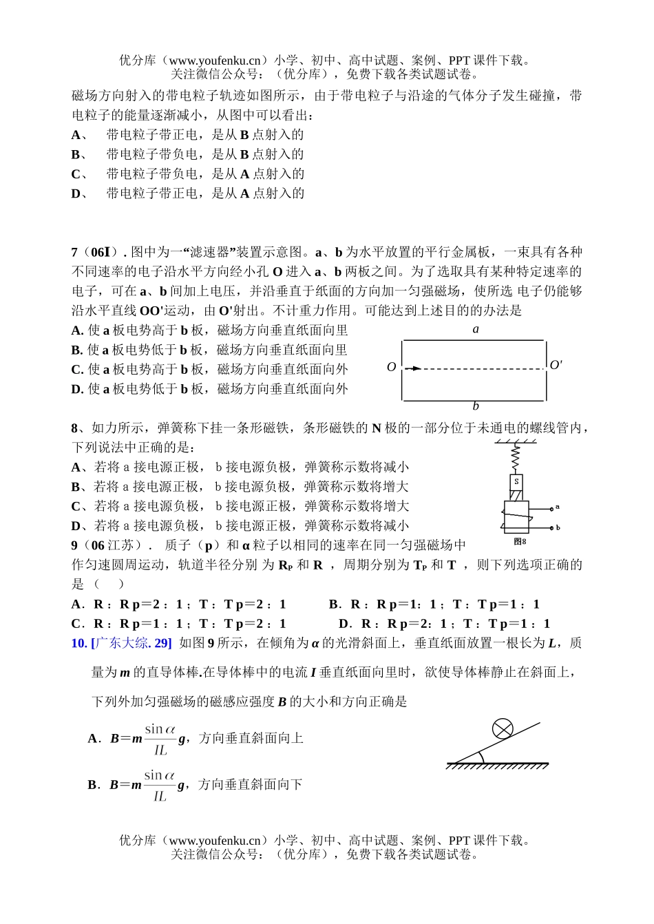 高中二年级物理《磁场》单元过关试卷_第2页
