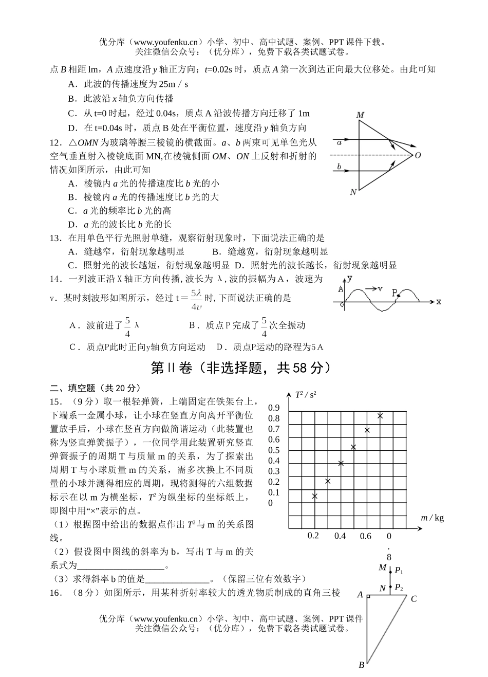 高中二年级物理第二学期期中考试1试卷_第3页