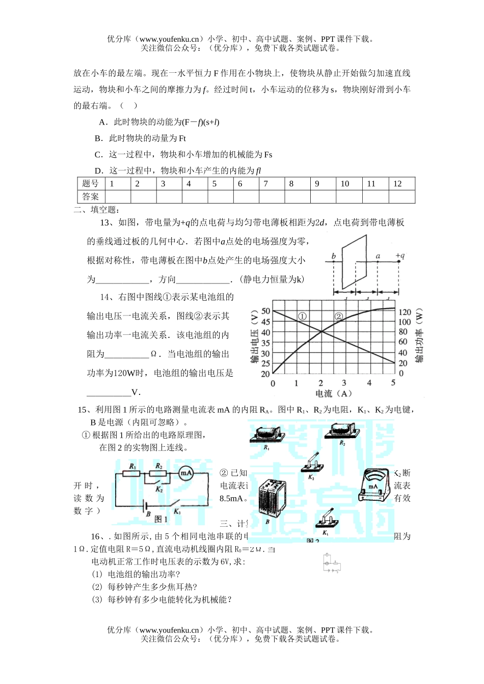 高中二年级物理上学期期中综合复习试卷_第3页