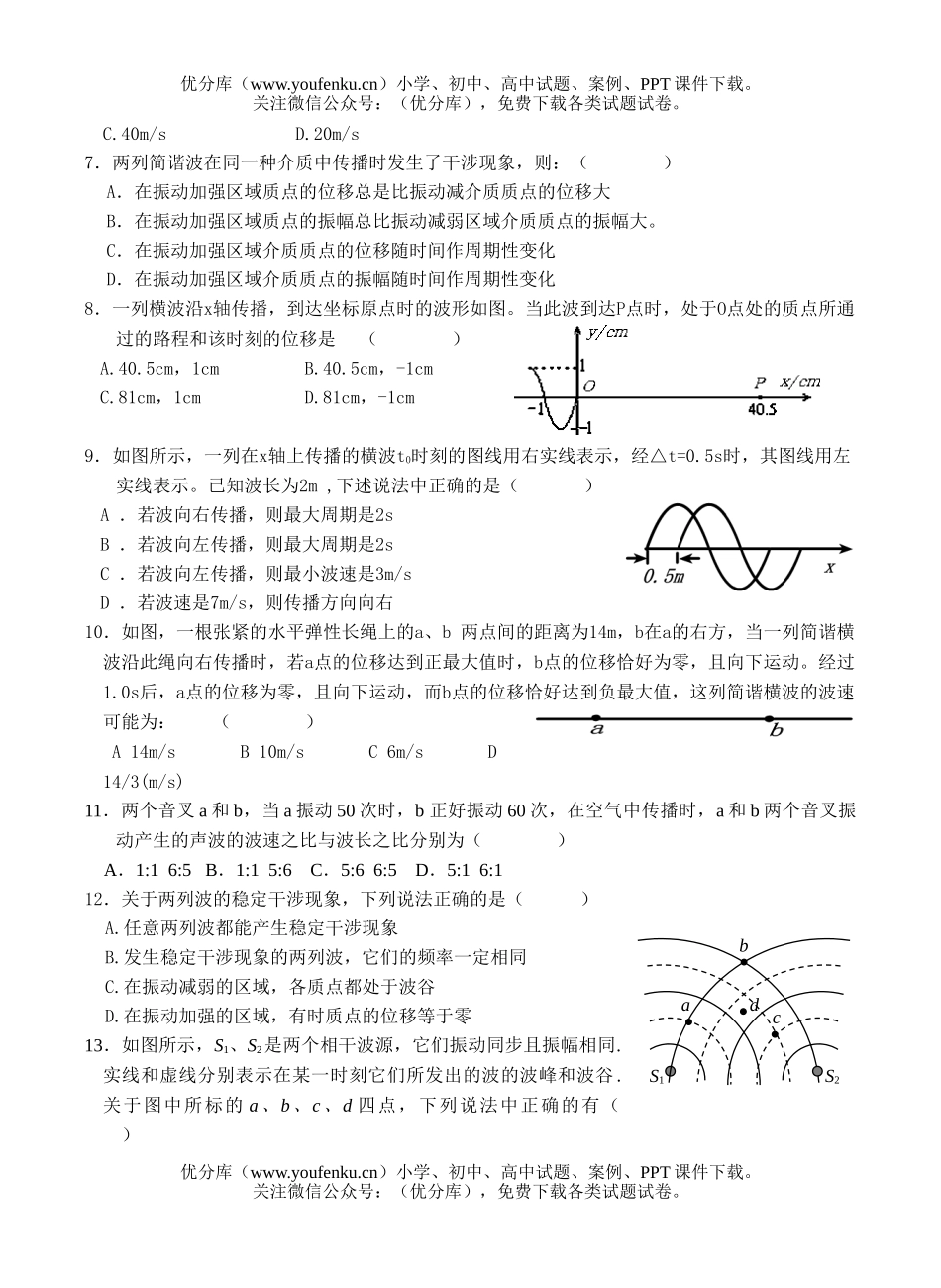 高中二年级物理机械波检测题试卷_第2页