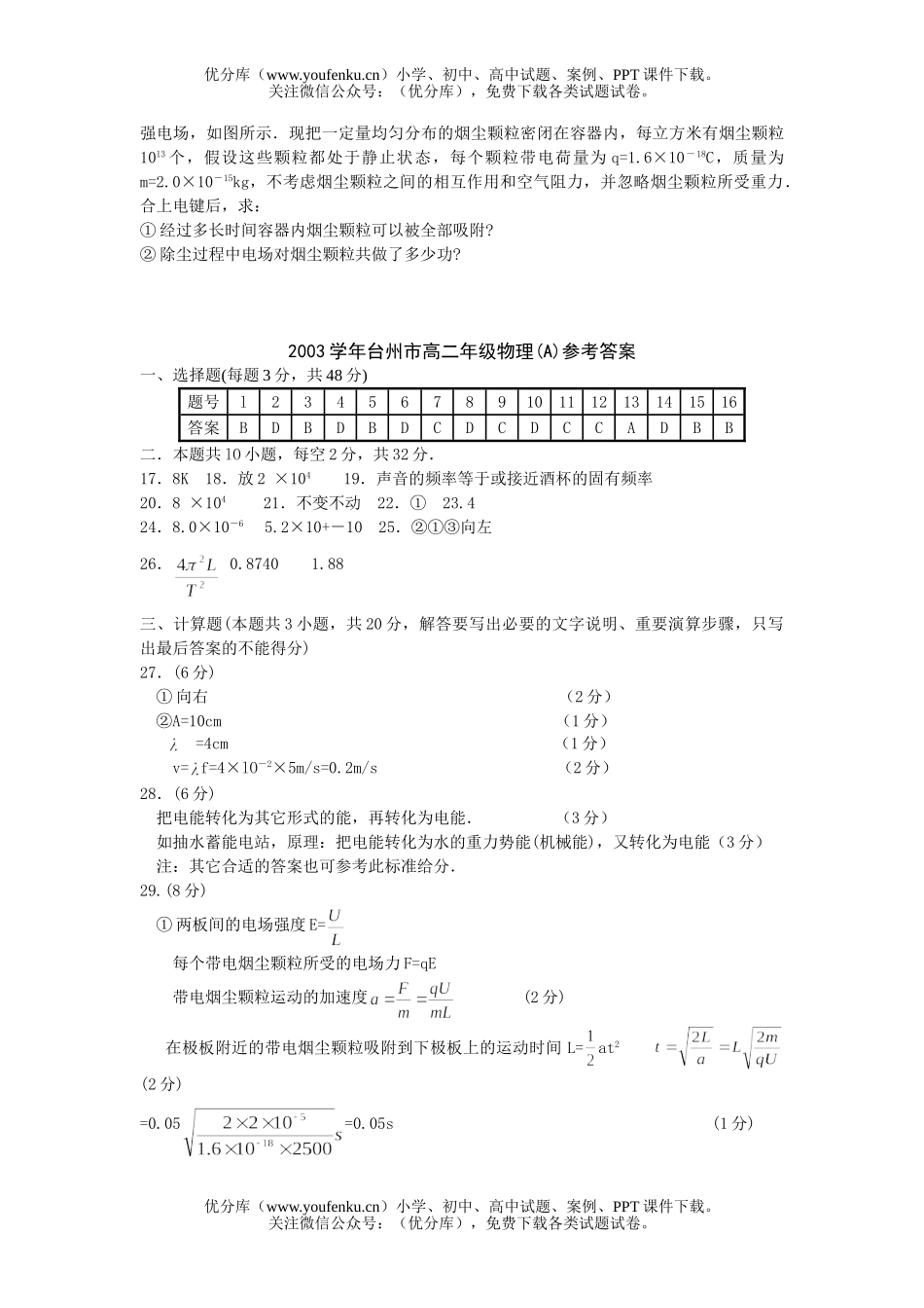 高中二年级物理高下学期期末评估试卷_第3页
