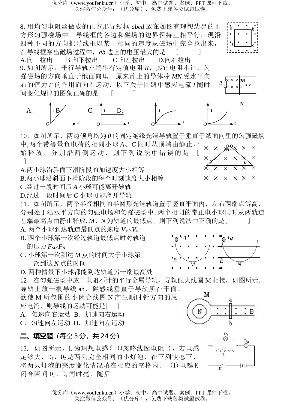 高中二年级物理第二学期期中试卷_第2页
