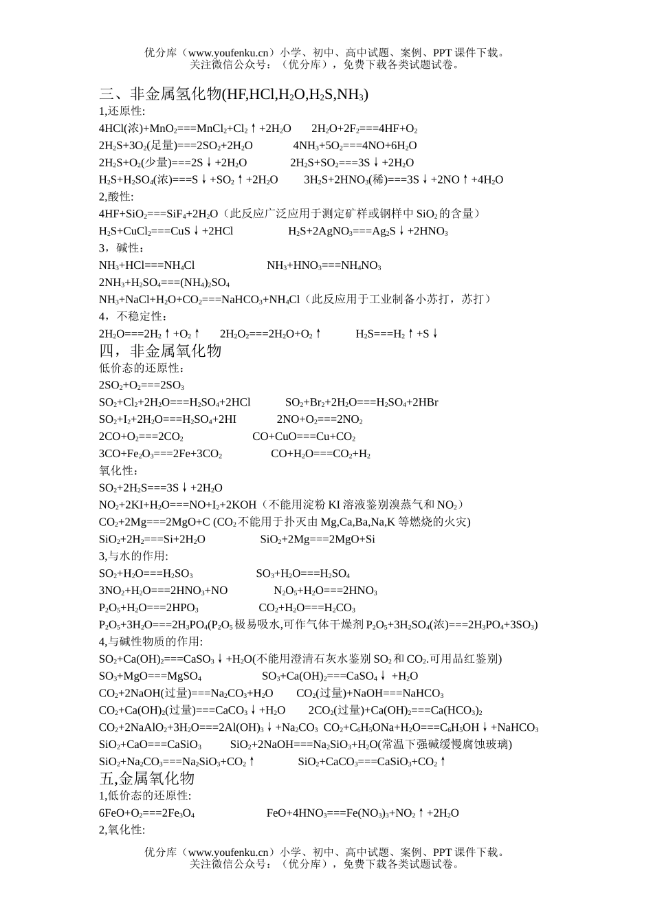 高中二年级化学会考方程式集锦试卷_第2页