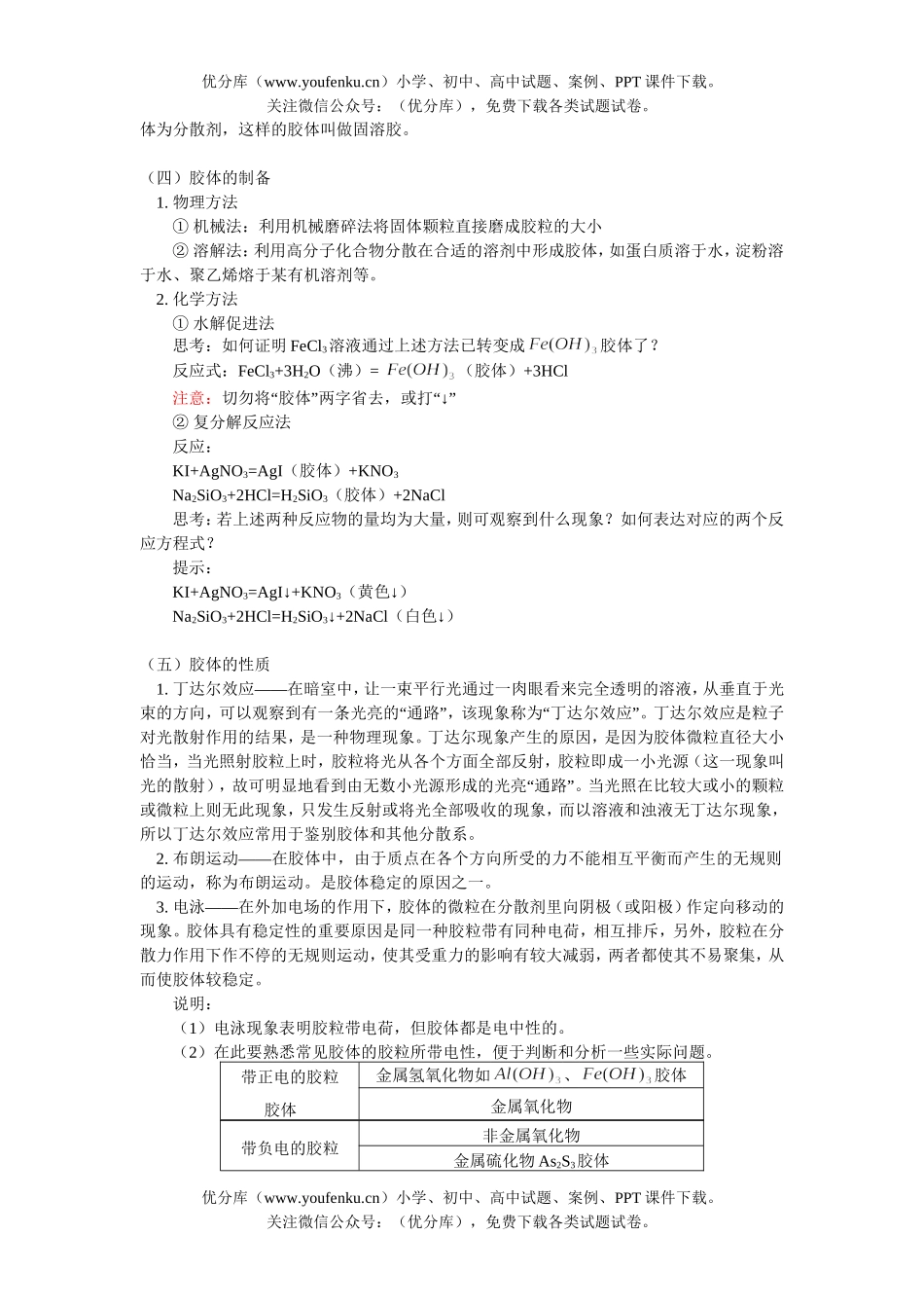 高中二年级化学胶体的性质及其应用试卷_第2页